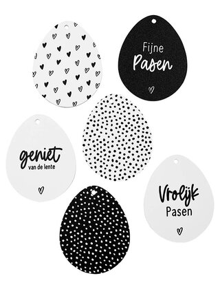 Set van 6 paashangers - zwart wit