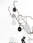 Set van 6 paashangers - zwart wit