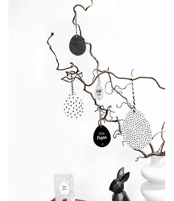 Set van 6 paashangers - zwart wit