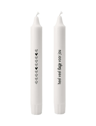 Set van 2 dinerkaarsen - 'Heel veel liefs voor jou'