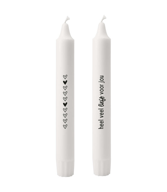 Set van 2 dinerkaarsen met tekst - 'Heel veel liefs voor jou'