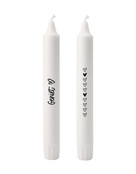 Set van 2 dinerkaarsen met tekst - 'Geniet'