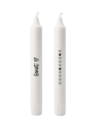 Set van 2 dinerkaarsen - 'Geniet'