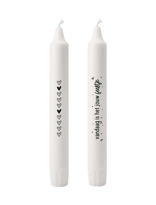 Set van 2 dinerkaarsen - 'Vandaag is het jouw feestje'