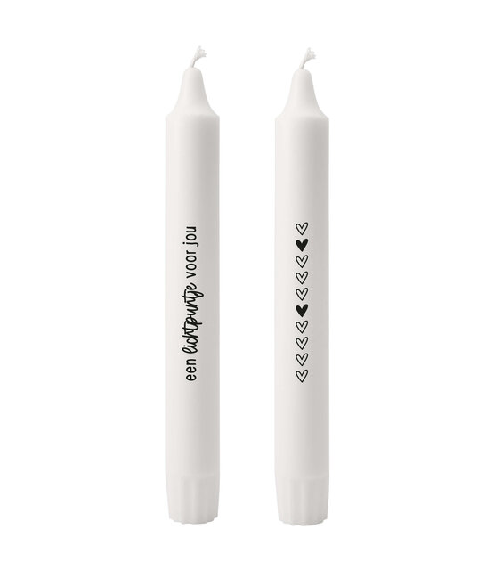 Set van 2 dinerkaarsen met tekst -  'Een lichtpuntje voor jou'