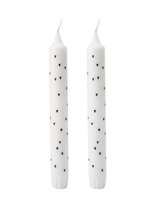 Set van 2 dinerkaarsen - hartjes patroon