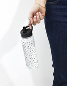 Drinkfles met rietje zwart - transparant met hartjes patroon