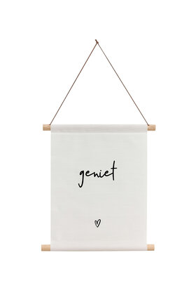 Textielposter wit met tekst 'Geniet'