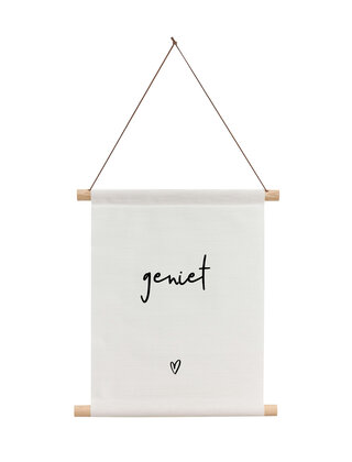 Textielposter wit met tekst 'Geniet'