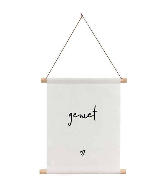 Textielposter wit met tekst'Geniet' - 30x40cm