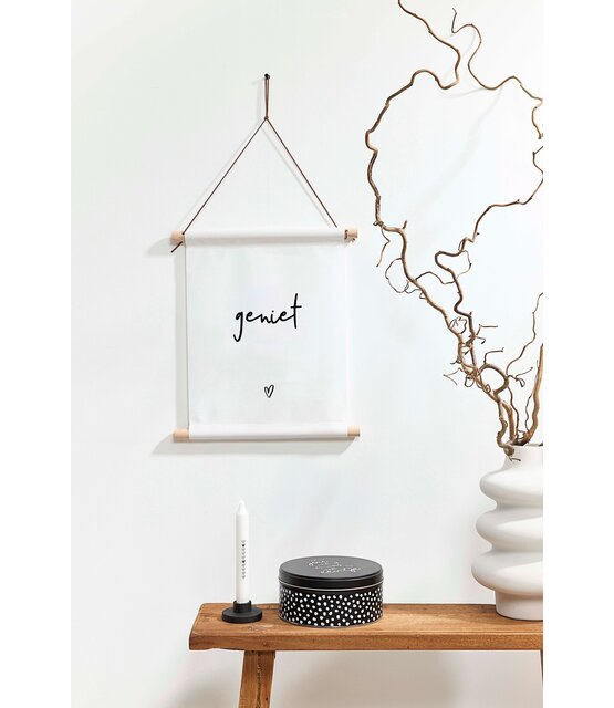 Textielposter wit met tekst'Geniet' - 30x40cm