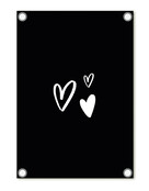 Tuinposter - zwart met hartjes | 60x80cm