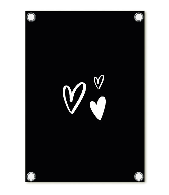 Tuinposter - zwart met hartjes | 60x80cm