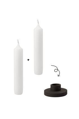 Mini-kaarsenset met kandelaartje – wit