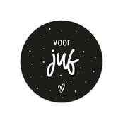 Sticker zwart met tekst 'Voor juf' | 5 stuks | 4,5cm Sticker zwart met tekst 'Voor juf' | 5 stuks | 4,5cm