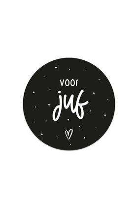 Sticker zwart 'Voor juf' | 5 stuks | 4,5cm