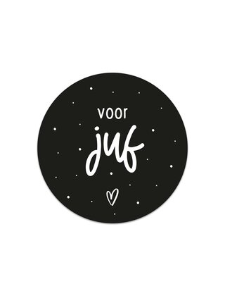 Sticker zwart 'Voor juf' | 5 stuks | 4,5cm