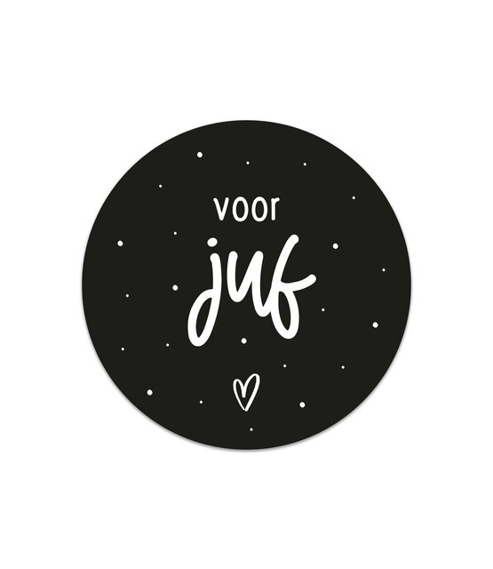 Sticker zwart met tekst 'Voor juf' | 5 stuks | 4,5cm Sticker zwart met tekst 'Voor juf' | 5 stuks | 4,5cm