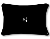 Outdoor sierkussen met tekst 'Hé zon ga je mee stralen?' – Waterafstotend tuinkussen voor buiten – 60x40cm - zwart