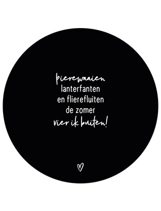 Tuincirkel (buiten) zwart met gedicht - De zomer vier ik buiten