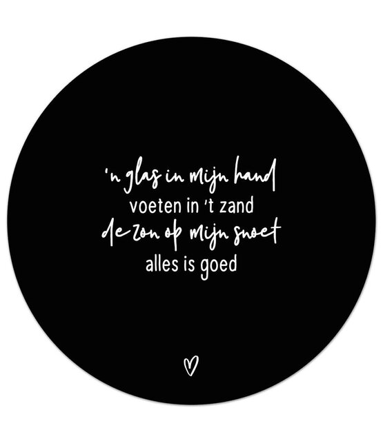 Zwarte tuincirkel/muurcirkel met gedicht - 'Een glas in mijn hand...' perfect als wanddecoratie voor buiten en binnen Zwarte tuincirkel/muurcirkel met gedicht - 'Een glas in mijn hand...' perfect als wanddecoratie voor buiten en binnen