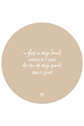 Tuincirkel (buiten) zand met gedicht - Een glas in mijn hand...