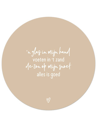Tuincirkel (buiten) zand met gedicht - Een glas in mijn hand...