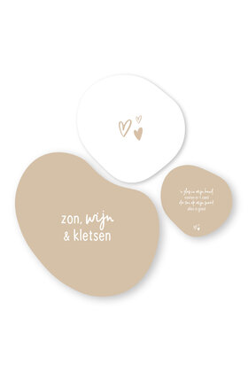 Set van 3 organische tuincirkels – Zandkleurig met wit