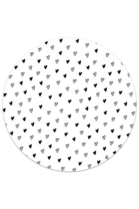 Muismat vinyl – zwart wit met hartjes patroon