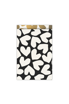 Cadeauzakjes  set van 5 - zwart wit hart