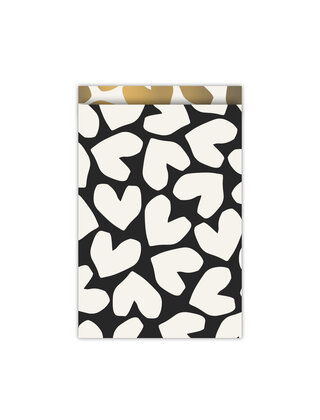 Cadeauzakjes  set van 5 - zwart wit hart