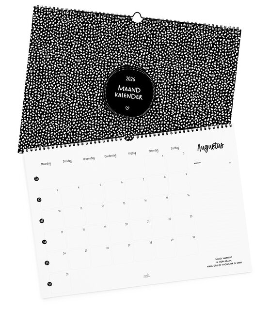 Maandkalender 2026 A3 – stijlvolle zwart-wit kalender van Zoedt