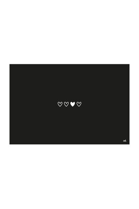 Inductiebeschermer zwart met witte hartjes