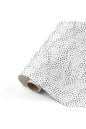 Rol cadeaupapier - wit zwart dotspatroon