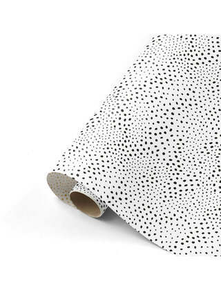 Rol cadeaupapier - wit zwart dotspatroon