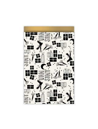 Cadeauzakjes set van 5 - Sinterklaas zwart wit patroon