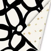 Rol cadeaupapier wit met zwart bloemenpatroon Rol cadeaupapier wit met zwart bloemenpatroon