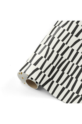 Rol cadeaupapier - wit met zwarte strepen