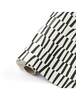 Rol cadeaupapier - wit met zwarte strepen