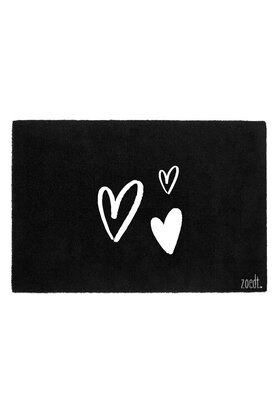 Deurmat zwart 40x60 cm – met hartjes | Zoedt