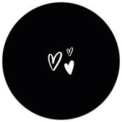Muurcirkel zwart met hartjes