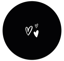 Muurcirkel zwart met hartjes