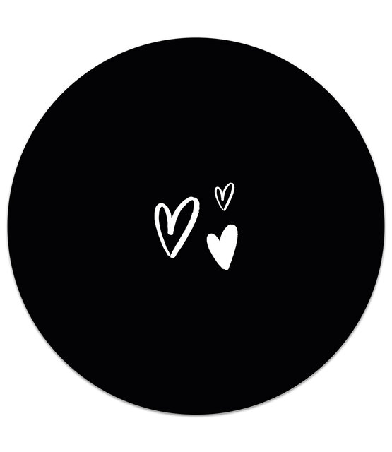 Muurcirkel zwart met hartjes