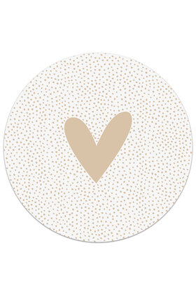 Muurcirkel (binnen) zand met hartjes en dots - 3 formaten
