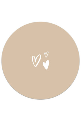 Muurcirkel (binnen) zand met hartjes - 3 formaten