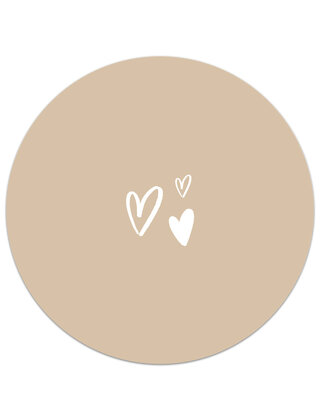 Muurcirkel (binnen) zand met hartjes - 3 formaten