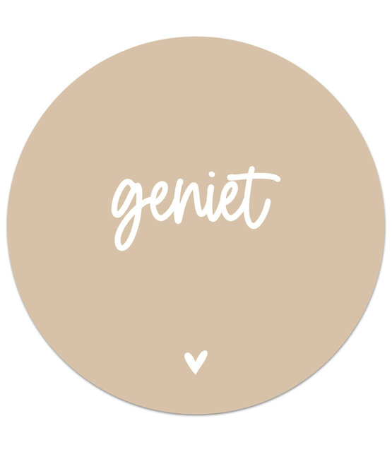 Muurcirkel zand met  tekst 'Geniet'