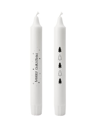 Set van 2 dinerkaarsen - 'Merry Christmas'