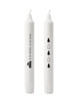 Set van 2 dinerkaarsen - 'Ik de boom jij de wijn'