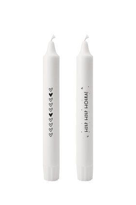 Set van 2 dinerkaarsen - 'Hiep hiep hoera'